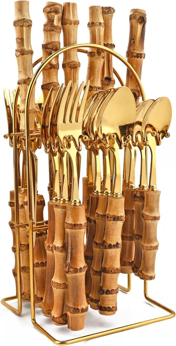 Bamboo Gold Stainless Steel Tableware Set