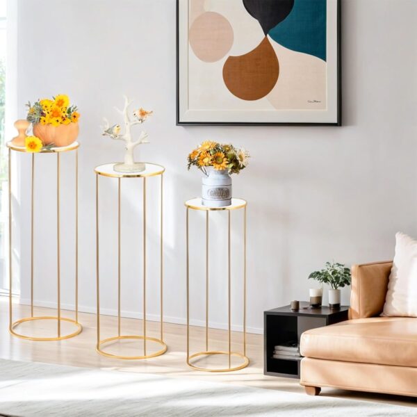 Cylinder Metal Cake Stand, Gold - Image 2