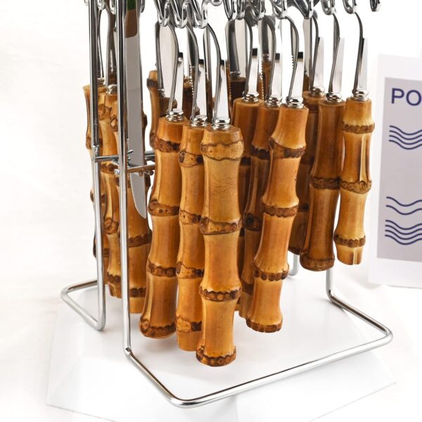 Bamboo Silver Stainless Steel Tableware Set - Image 3
